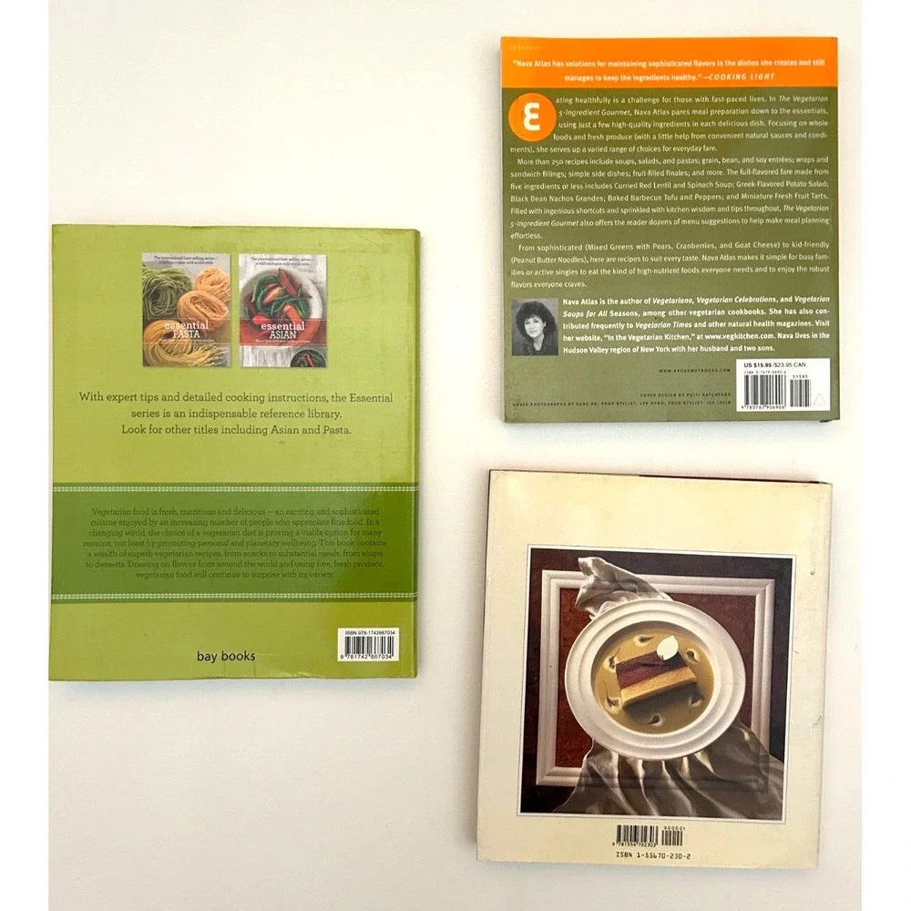 Lot of 3 Vegetarian Cookbooks, Essentials, 5 Ingredient Gourmet, Inspired  VGUC